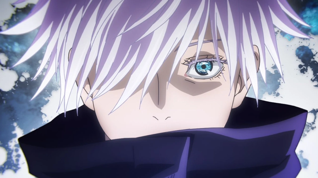 Satoru Gojo com um dos olhos descobertos