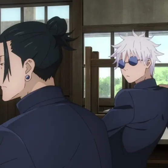 Geto e Gojo jovens no anime Jujutsu Kaisen