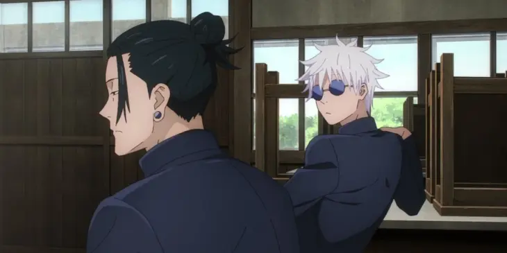 Geto e Gojo jovens no anime Jujutsu Kaisen