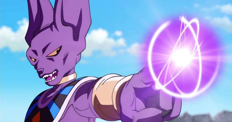 Beerus prepara uma esfera de energia em cena anterior de Dragon Ball Super