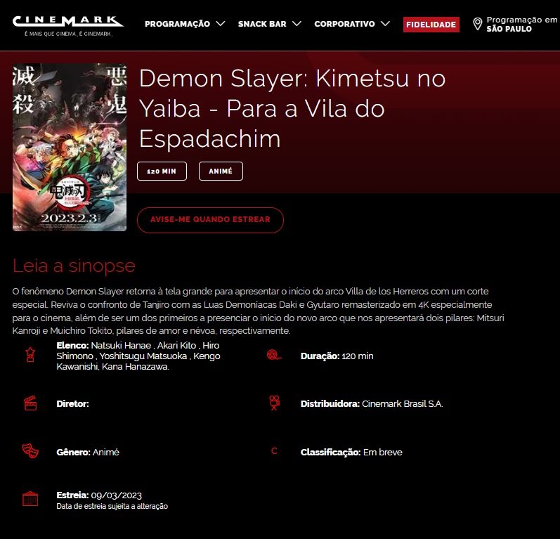Estreia da nova temporada de Demon Slayer nos cinemas brasileiros é adiada  - Portal Nippon Já