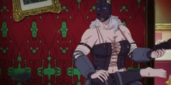 Noi com sua máscara em cena do anime Dorohedoro