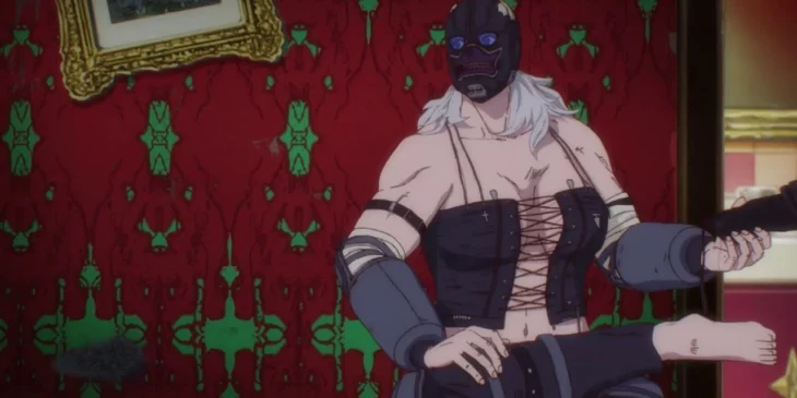 Noi com sua máscara em cena do anime Dorohedoro