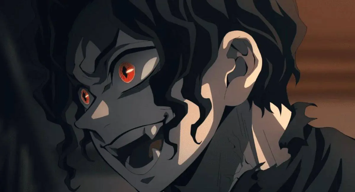 Muzan com olhos vermelhos em Demon Slayer