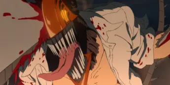 Denji transformado em Chainsaw Man em imagem do anime, usada para ilustrar o personagem.