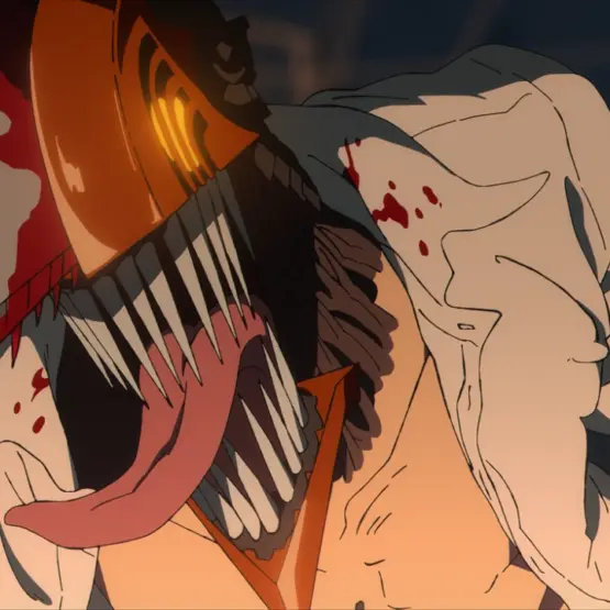 Denji transformado em Chainsaw Man em imagem do anime, usada para ilustrar o personagem.