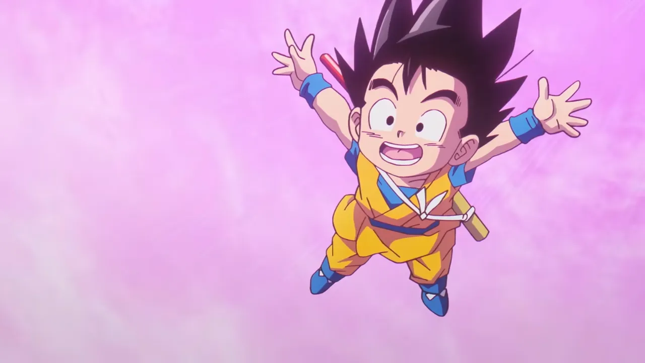 Goku Mini com o Bastão Mágico em Dragon Ball DAIMA