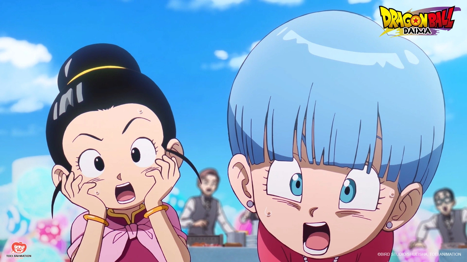 Bulma e Chichi em suas versões pequenas em Dragon Ball Daima