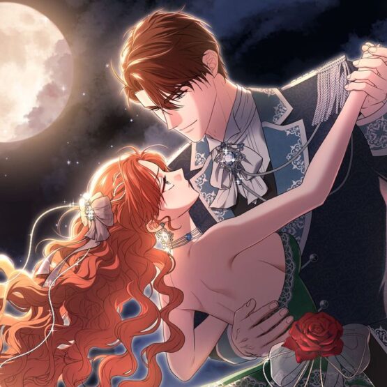 Casal de I’ll Save This Damned Family! dançando sob a lua