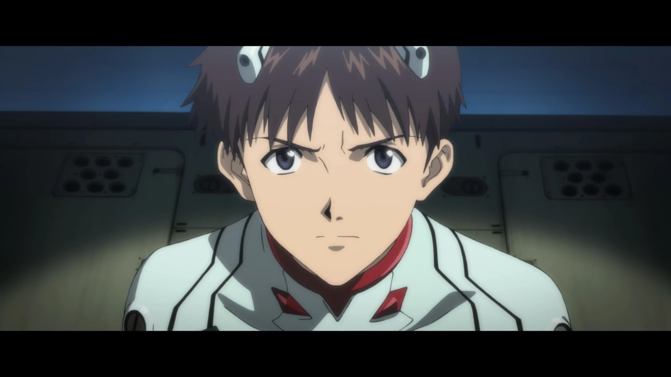 Shinji Ikari em uma cena de Rebuild of Evangelion