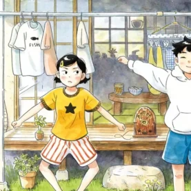 Hiroto e Natsumi em ilustração do mangá Hirayasumi
