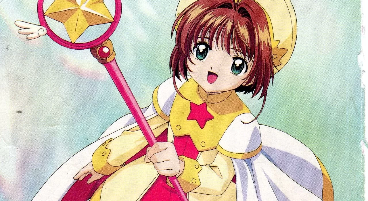 Sakura Kinomoto com o báculo em uma ilustração de Cardcaptor Sakura