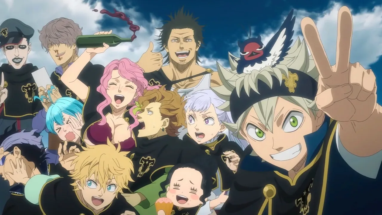 Asta, Yami, Noelle e outros integrantes dos Touros Negros reunidos em Black Clover
