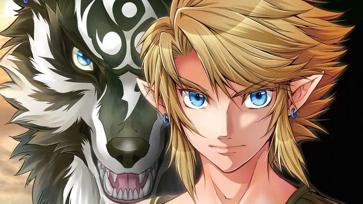 Link e sua forma de lobo na arte do mangá Twilight Princess