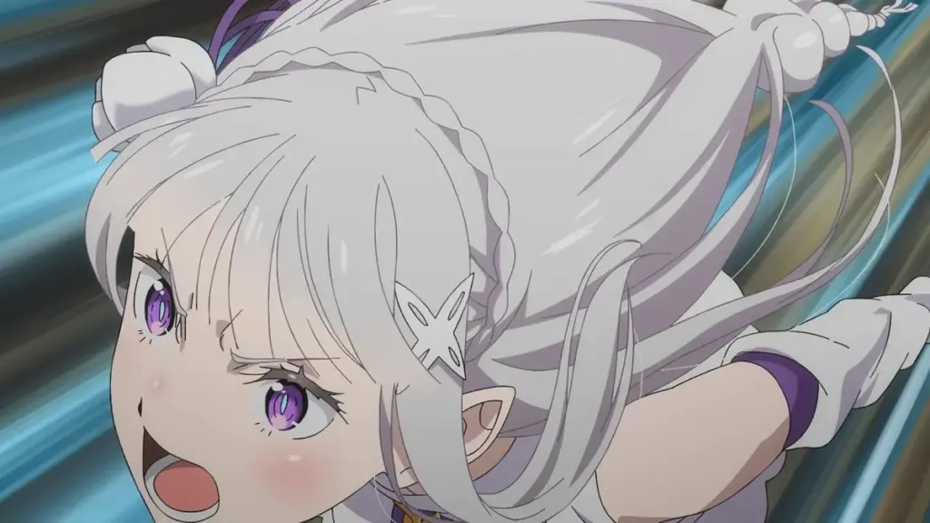 Emilia em cena do Episódio 80 de Re:ZERO