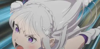 Emilia em cena do Episódio 80 de Re:ZERO