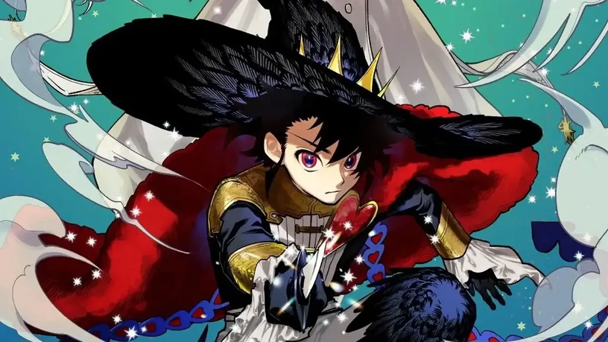 Ichi, de chapéu e capa vermelha, em arte de Ichi, O Bruxo