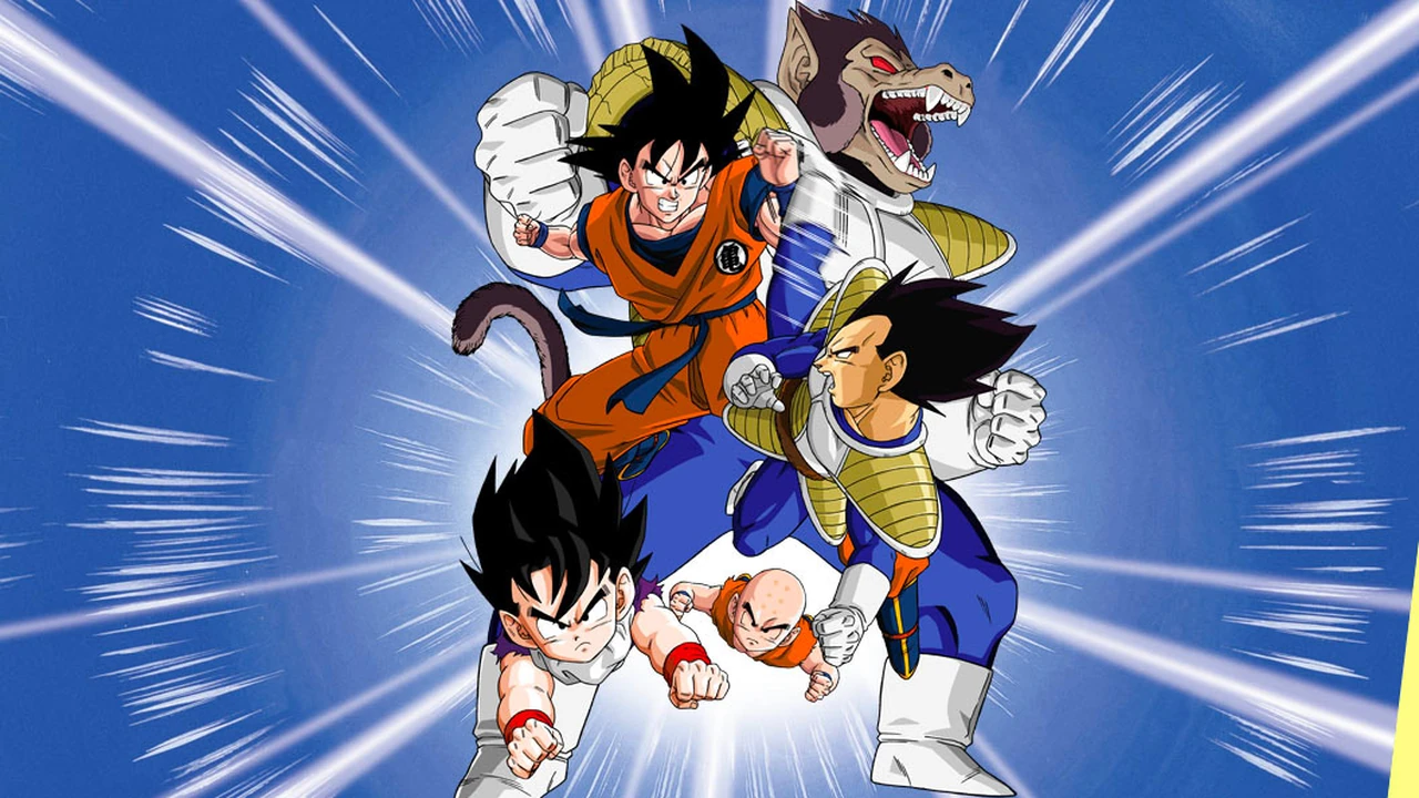 Goku, Vegeta, Gohan e Kuririn em arte de Dragon Ball Z