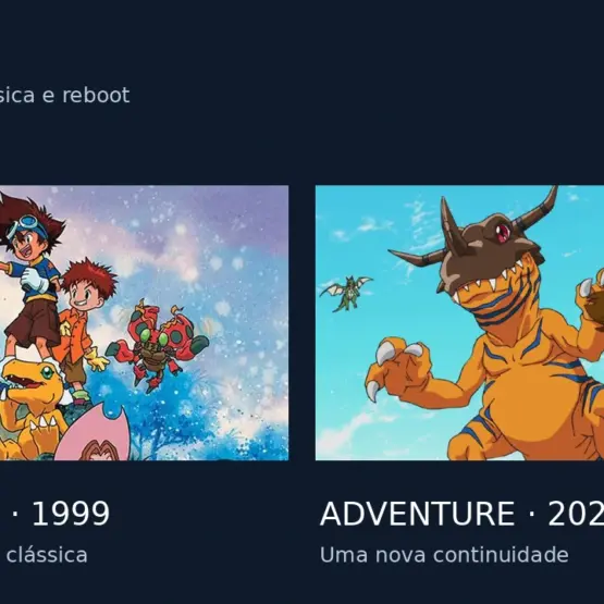Comparação entre o grupo de Digimon Adventure de 1999 e Taichi com Greymon no reboot de 2020
