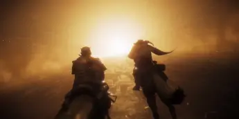 Johnny Joestar e Gyro Zeppeli cavalgam em cena do encerramento de Steel Ball Run
