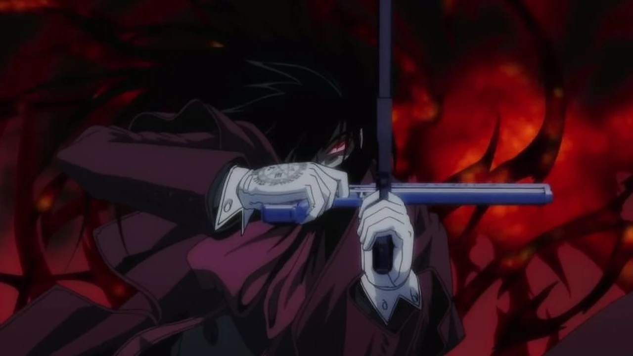 Alucard empunha duas armas em Hellsing Ultimate