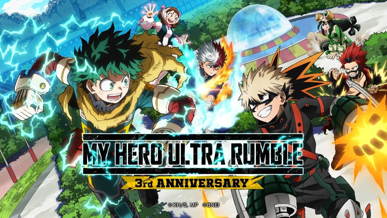 Arte oficial do terceiro aniversário de My Hero Ultra Rumble