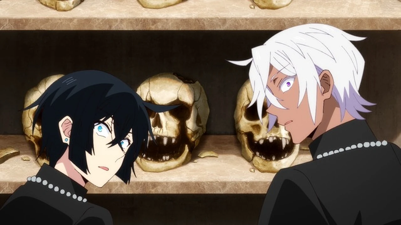 Vanitas e Noé diante de uma parede com caveiras