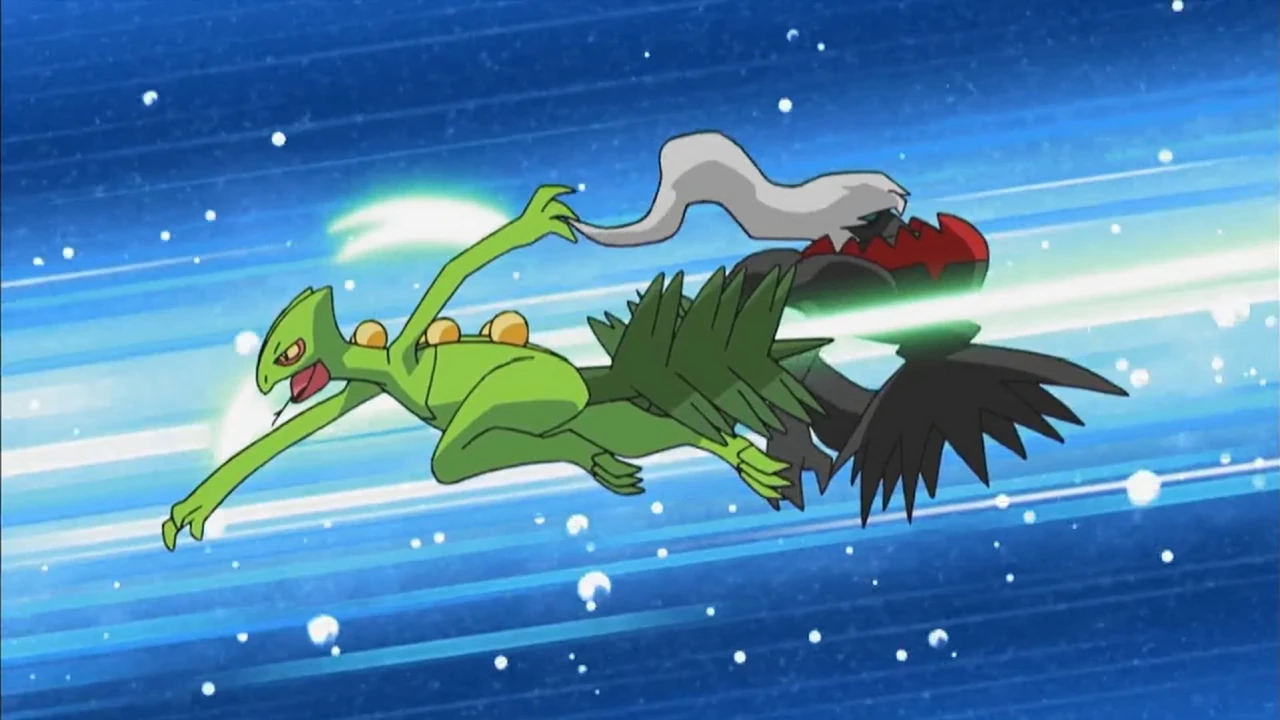Sceptile enfrenta Darkrai durante a Liga Sinnoh