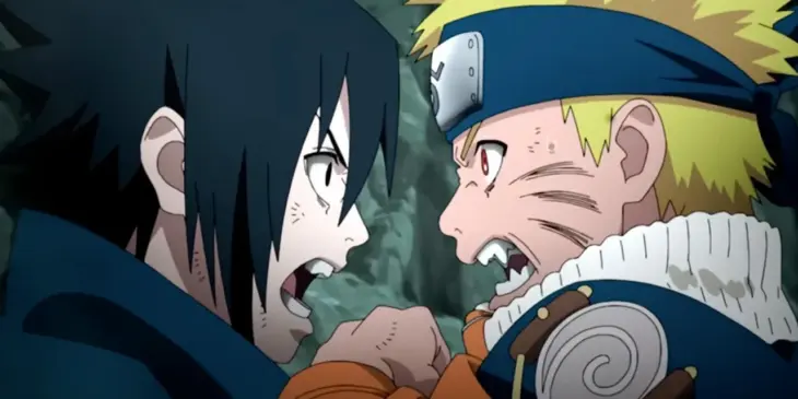 Naruto e Sasuke em imagem da franquia; ilustração, não uma cena inédita do novo anime