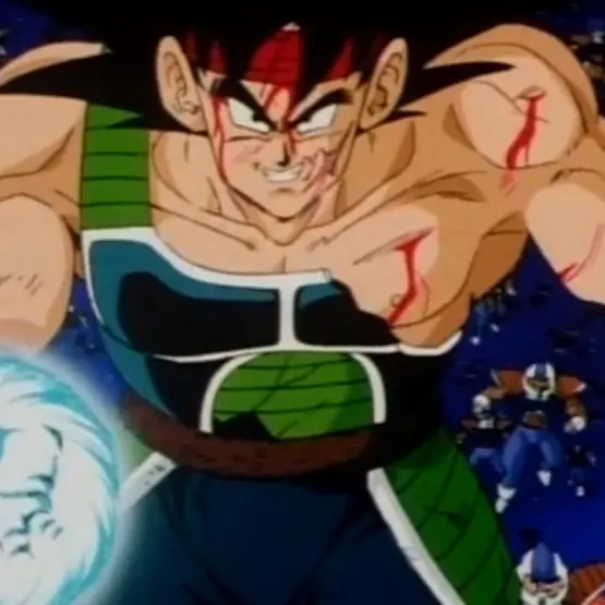 Bardock prepara um ataque enquanto avança contra as forças de Freeza
