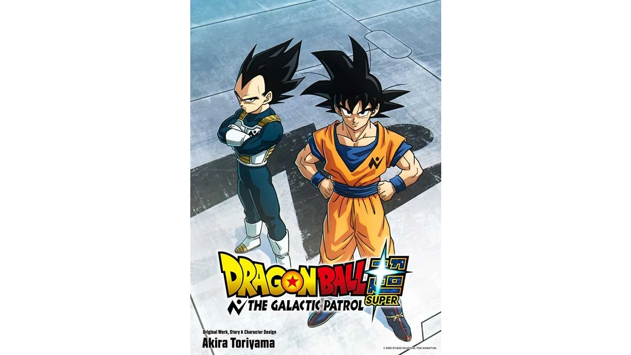 Goku e Vegeta em arte oficial de Dragon Ball Super: The Galactic Patrol