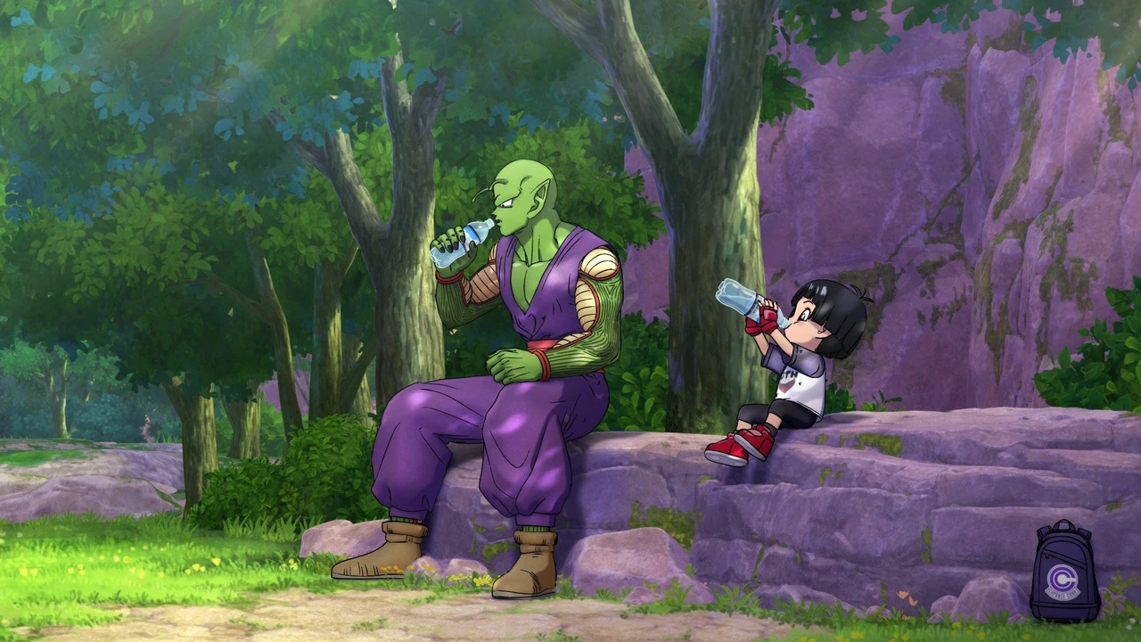 Pan e Piccolo fazem uma pausa no treinamento em Super Hero