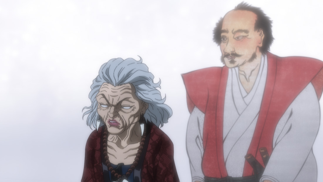 Musashi Miyamoto e Sabuko Tokugawa em cena de Baki-Dou