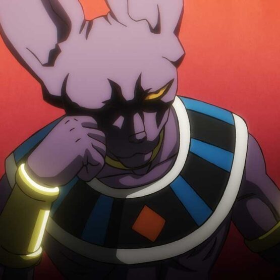 Beerus sentado em seu trono no primeiro episódio de Dragon Ball Super: Beerus