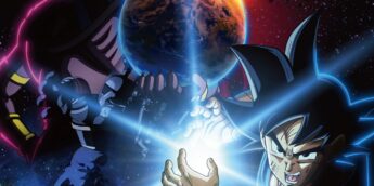 Pôster oficial de Dragon Ball Super: Beerus com Goku, Beerus e Freeza