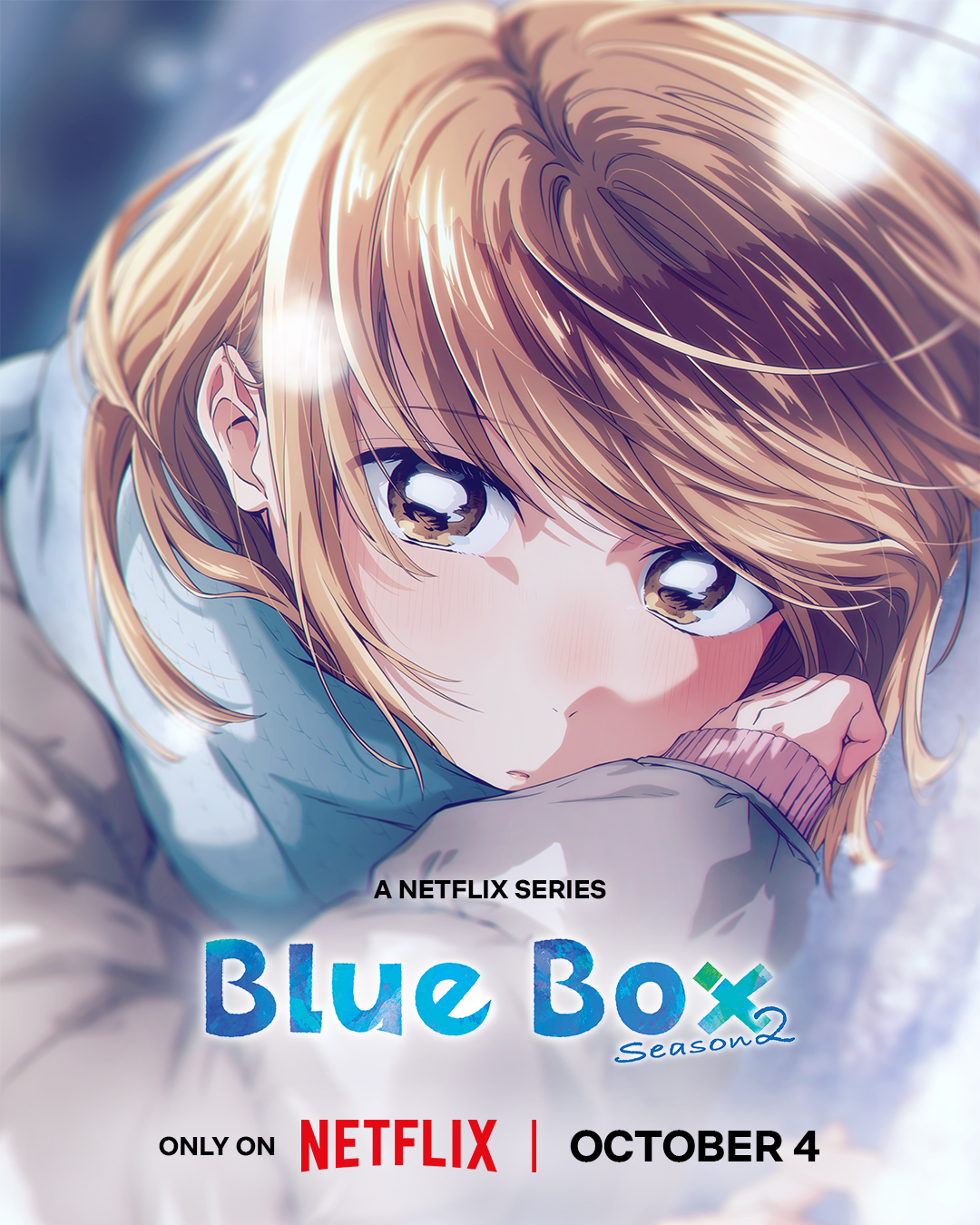 Chinatsu em pôster da segunda temporada de Blue Box, com estreia em 4 de outubro na Netflix