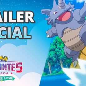 Rhydon salta na água na miniatura do trailer oficial de Pokémon: Horizontes, temporada 4