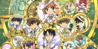 Personagens de diferentes obras do CLAMP na ilustração do site oficial CLAMP FANS