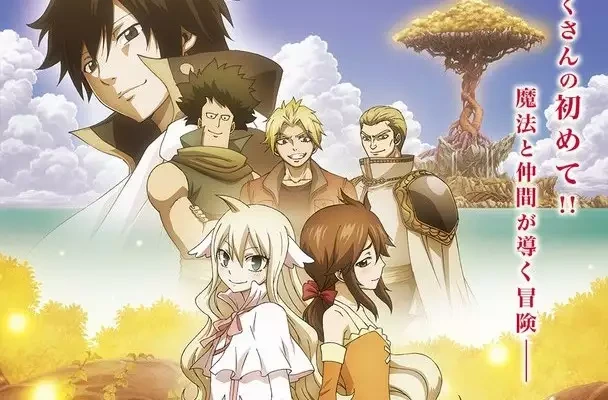 Mavis e Zera diante dos fundadores da guilda em arte de Fairy Tail Zero