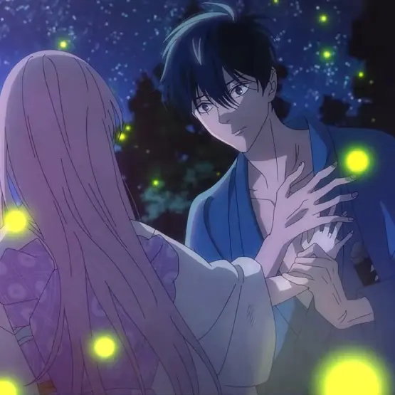 Satoko e Shinpei em cena de Firefly Wedding