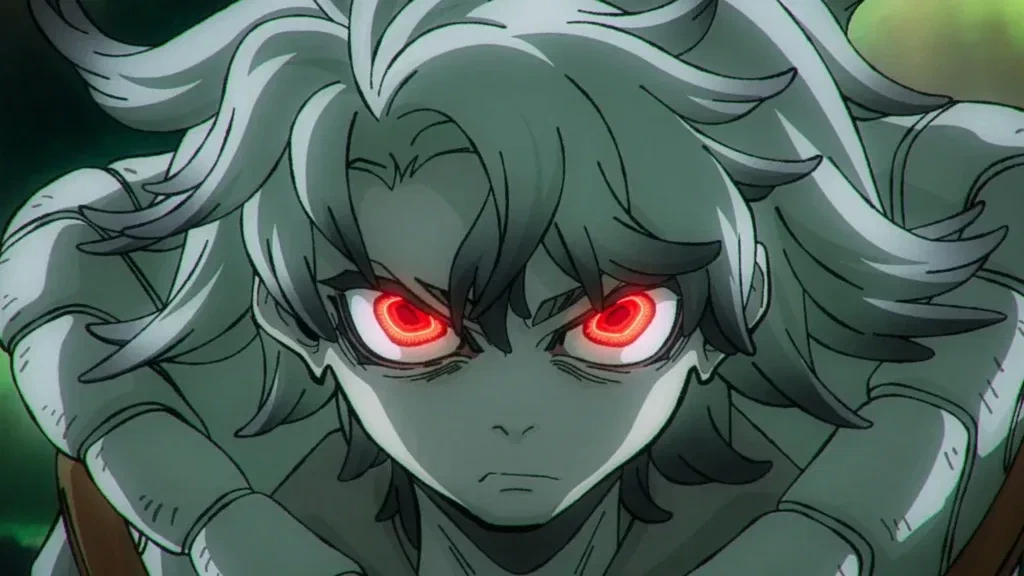 Rudo com os olhos vermelhos e as luvas em Gachiakuta