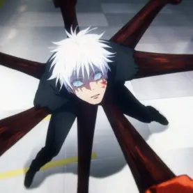 Gojo imobilizado pelo Reino da Prisão no anime Jujutsu Kaisen