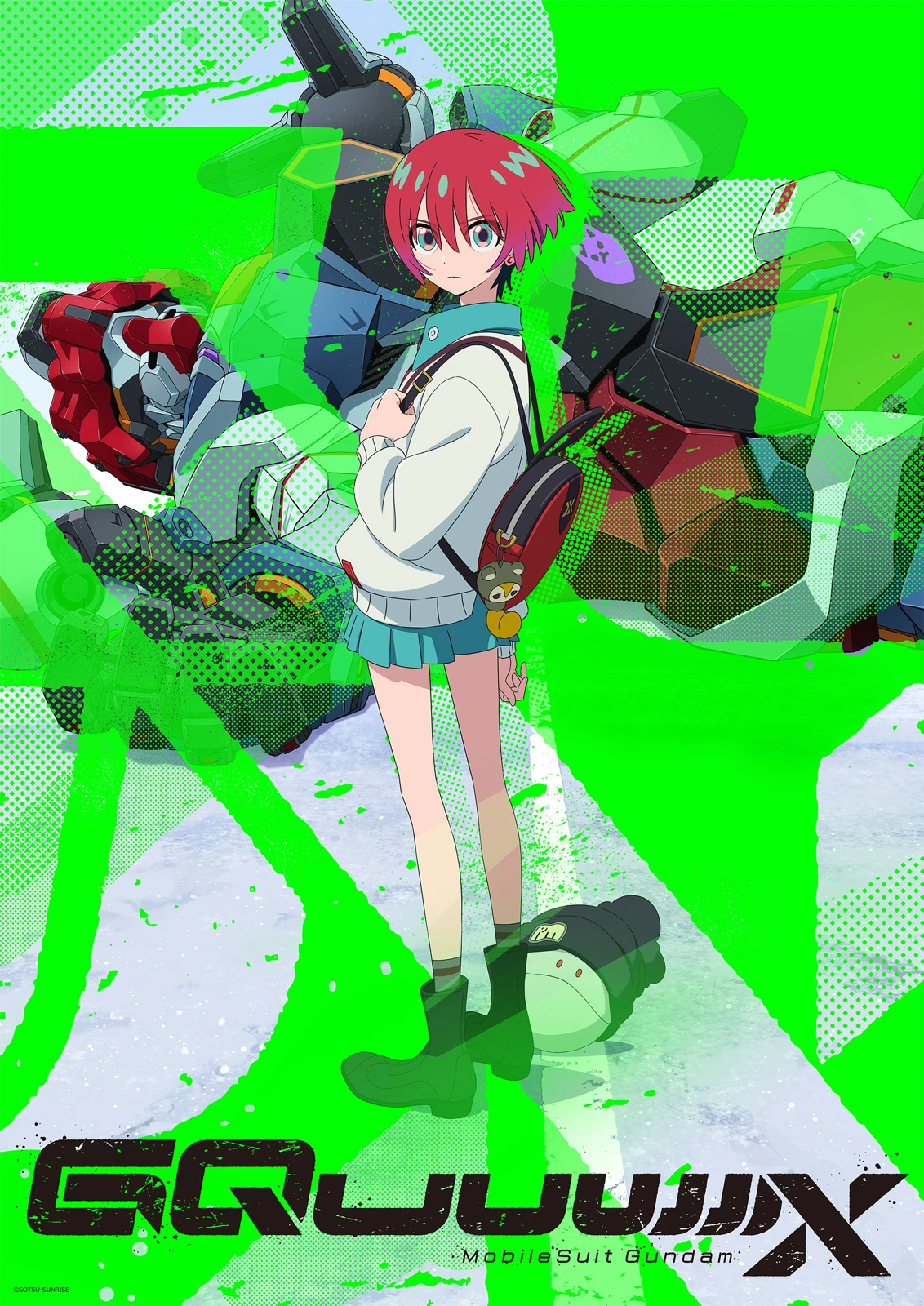 Arte oficial com Amate Yuzuriha e Nyaan em Mobile Suit Gundam GQuuuuuuX