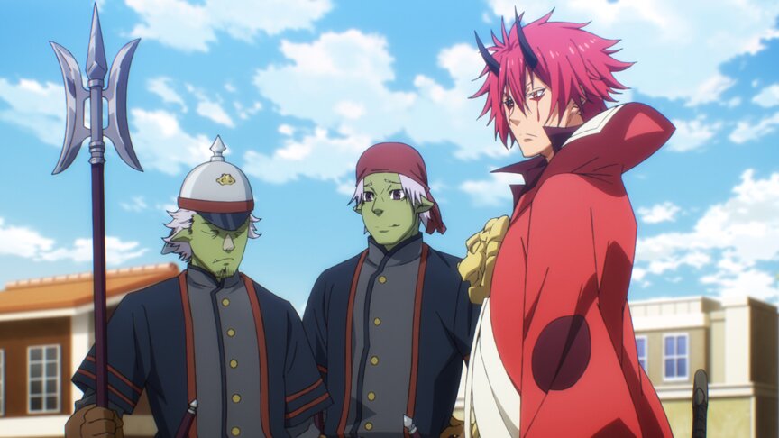 Benimaru e os guardas de Tempest na quarta temporada de Tensura