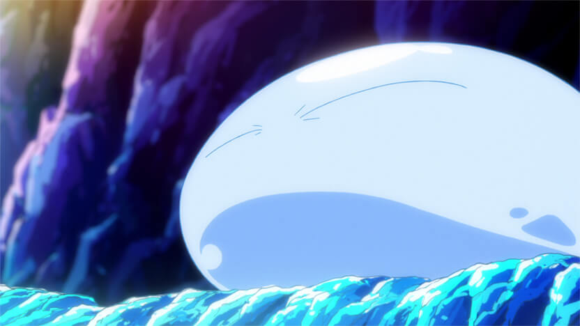 Rimuru em sua forma de slime em cena do anime