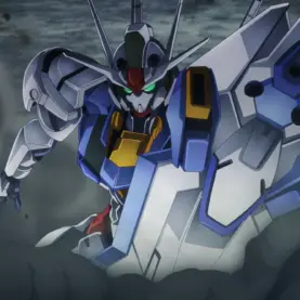 Gundam Aerial em uma cena de The Witch from Mercury, exemplo de anime mecha