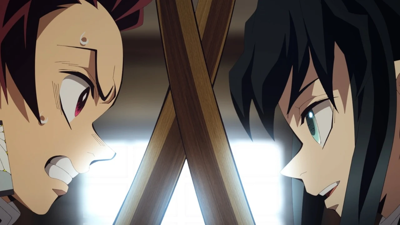 Tanjiro treina contra Muichiro Tokito