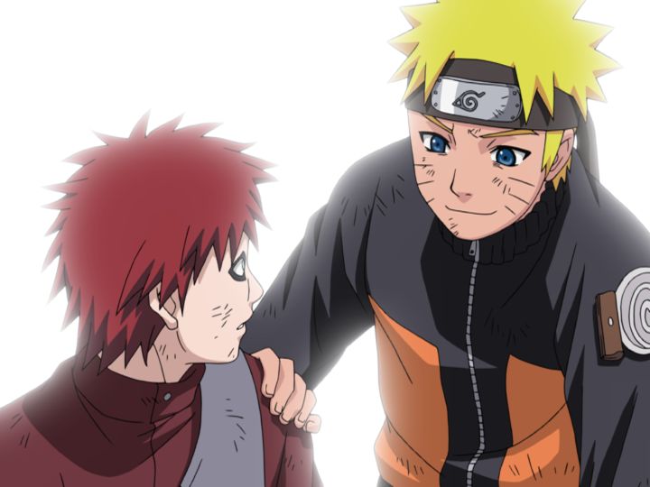 Naruto sorri ao lado de Gaara