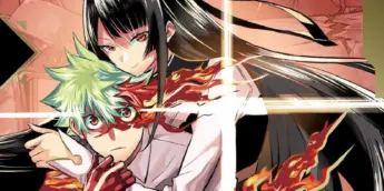 Gakuro Yajima e Nue em capa do Volume 1 de Nue's Exorcist
