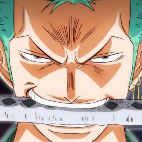 Zoro com uma espada na boca em One Piece